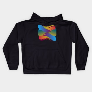 Harmonious Hues: A Mesmerizing Dance of Colorful Wavy Ribbons Kids Hoodie